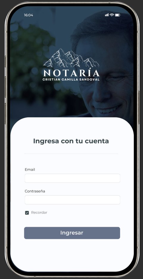Pantalla de login de la app móvil